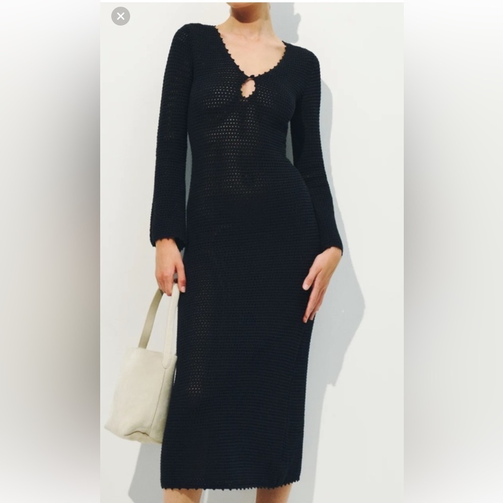 Reformation Black Open Knit Maxi Dress M New NWT